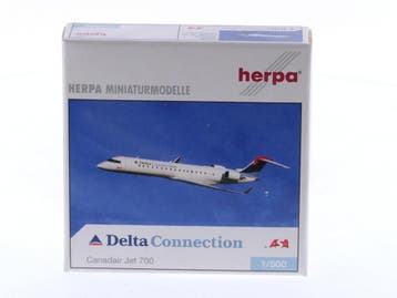 Schaal 1:500 Herpa 510608 Canadair Jet 700 ASA Delta Conn..., Ophalen of Verzenden, Zo goed als nieuw