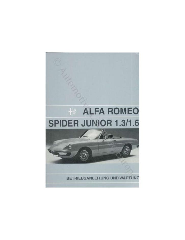 1972 ALFA ROMEO SPIDER 1300 1600 JUNIOR INSTRUCTIEBOEKJE D.., Auto diversen, Handleidingen en Instructieboekjes, Ophalen of Verzenden
