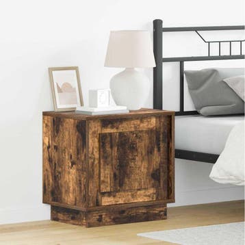 vidaXL Nachtkastje Rook Eiken 44 x 34,5 x 45 cm Bewerkt hout, Verzenden, Nieuw