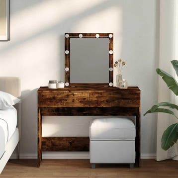 vidaXL Kaptafel met LED 100x40x130 cm gerookt eikenkleurig, Verzenden