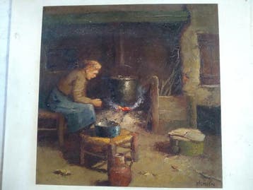 Albert Demoen (1916-1992) - Aan de haard, Antiek en Kunst