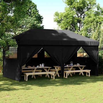 vidaXL Partytent inklapbaar pop-up met 4 zijwanden zwart, Verzenden