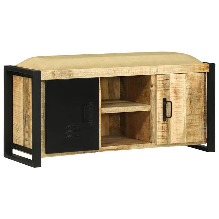 vidaXL Bank Kast Bruin 100 x 35 x 50 cm Massief mangohout, Huis en Inrichting, Overige Huis en Inrichting, Nieuw, Verzenden