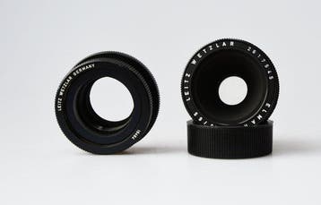 Leica Leitz Wetzlar Elmar 65mm f/3.5 lenskop met een