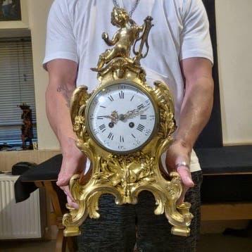 Horloge de table Style Louis XIV - Bronze doré - 1850-1900 -, Antiquités & Art