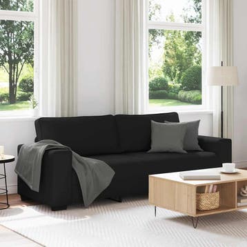 vidaXL 3-zitsbank / zetel 220x77x82 cm stof zwart, Verzenden
