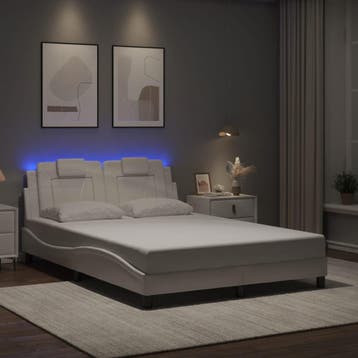 vidaXL Bedframe Viana met LED zonder matras wit 140x200 cm, Verzenden, Nieuw