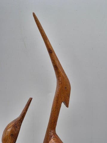 Figuur - Hout, Vier reigers van verschillende grootte.
