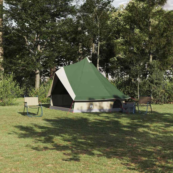 vidaXL Tipi Tent 8-persoons Groen taft, Caravans en Kamperen, Tenten, Nieuw, Verzenden