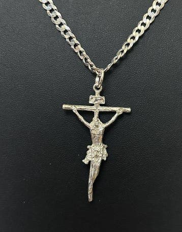 Zilveren ketting 925 met zilveren kruis 925. - Ketting met