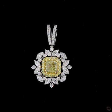 Hanger - 14 karaat Witgoud - 1.99ct. tw. Geel Diamant