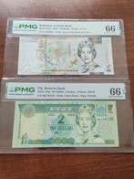 Bahamas, Fiji. - 2 slabbed banknotes Dollar - 2002/2019, Postzegels en Munten