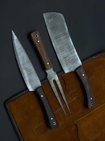 Japanese Style Kitchen Knife SET With Leather BAG Included -