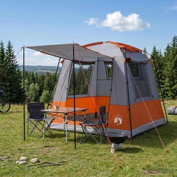 vidaXL Partytent Grijs en Oranje 4-persoons, Verzenden, Nieuw