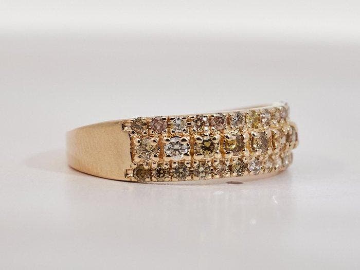 Zonder minimumprijs - Ring - 14 karaat Geel goud - 0.62ct., Bijoux, Sacs & Beauté, Bagues