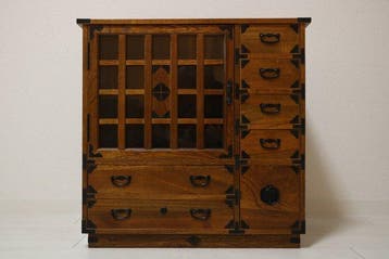 Japanse Karakuri Tansu-kast – kist van zelkova-hout met