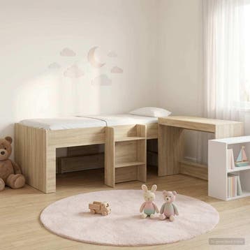 vidaXL Kinderhoogslaper met bureau 2 st Sonoma Eiken Bewerkt, Huis en Inrichting, Verzenden, Nieuw