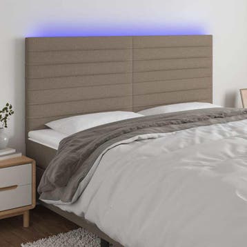 vidaXL Hoofdbord LED 160x5x118/128 cm stof taupe, Verzenden