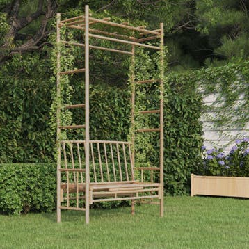 vidaXL Tuinbank met pergola 116 cm bamboe, Verzenden, Nieuw