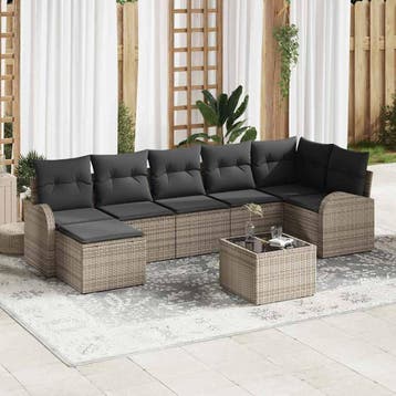 vidaXL Bankstel 8 st Grijs poly rattan, Verzenden, Nieuw