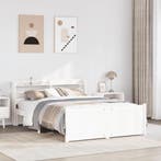 vidaXL Bedframe met hoofdeinde zonder matras 140x190 cm wit, Verzenden