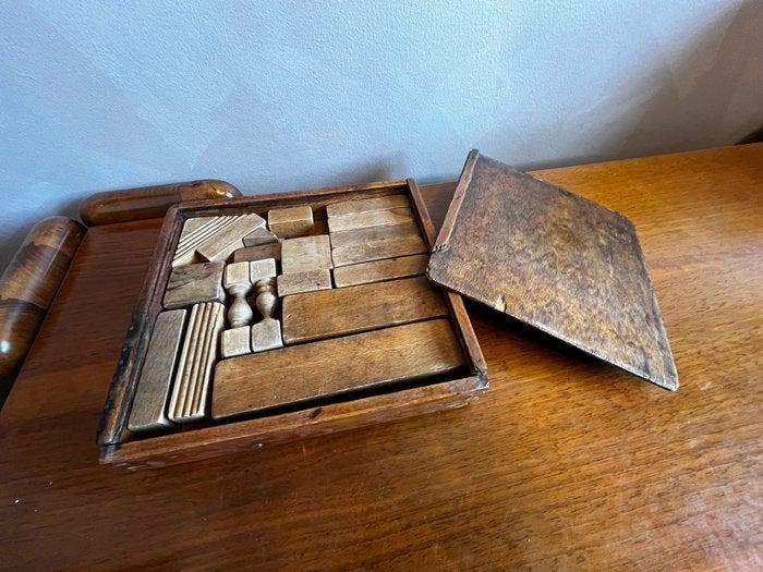 Bordspel - set costruzioni architettoniche antiche - Hout, Antiek en Kunst, Antiek | Speelgoed