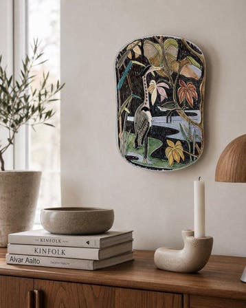 Laholm Keramik - Wandbord - rode klei met sgraffito-techniek, Antiek en Kunst