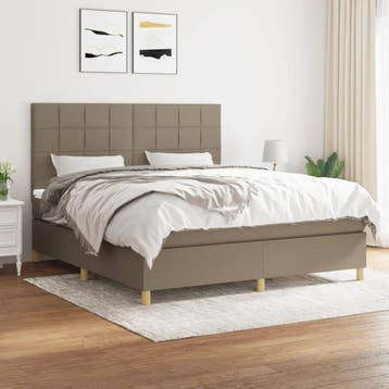 vidaXL Boxspring met matras stof taupe 180x200 cm, Verzenden