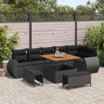 vidaXL Tuinbank Set met kussen met opslag 9 pcs Zwart Poly, Verzenden, Nieuw