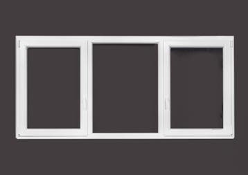 PVC draaikiep-vast-draaikiep b250xh130 cm Wit, Ophalen of Verzenden, Gevelraam of Ruit
