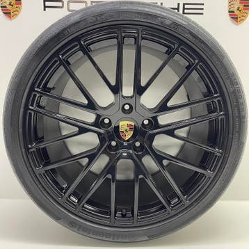 Porsche Panamera (971) ORIGINELE 21 Turbo V zwart met banden, Auto-onderdelen, Banden en Velgen, Ophalen, Gebruikt, Banden en Velgen