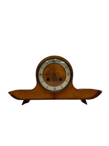 Pendule - Vintage Art Deco Mantelpiece - Hout, Glas, Messing, Antiek en Kunst
