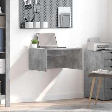 vidaXL Aan de muur bevestigd bureau Beton Grijs Bewerkt hout, Verzenden, Nieuw
