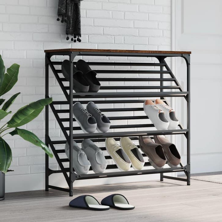 vidaXL Schoenenrek 90x30x85 cm bewerkt hout bruin eikenkleur, Huis en Inrichting, Kasten | Schoenenkasten, Nieuw, Verzenden