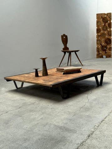 Salontafel - Staal, Hout - Industriële salontafel van