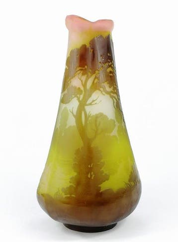 Emile Gallé - Vase - Vase avec paysage fluvial - Verre