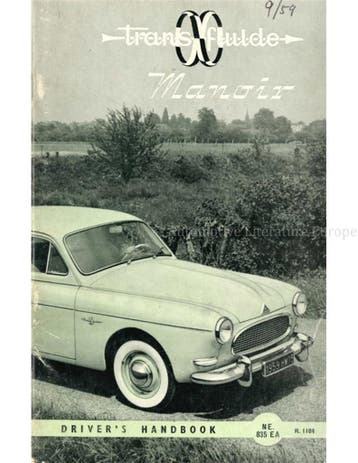 1959 RENAULT MANOIR INSTRUCTIEBOEKJE ENGELS