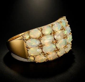 Zonder minimumprijs - Ring 925 zilver, verguld, opaal, Nieuw
