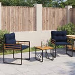 vidaXL Buitenmeubels set met kussen 3 pcs Marineblauw, Tuin en Terras, Verzenden, Nieuw