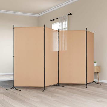 vidaXL 4-Panel Room Divider Beige 346 x 180 cm Stof, Huis en Inrichting, Verzenden, Nieuw