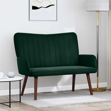 vidaXL 2-Zits Sofa Donkergroen 115 x 61 x 87 cm fluweel, Verzenden, Nieuw