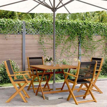 vidaXL 5-delige Tuinset polypropeen en massief hout zwart, Verzenden, Tuinset