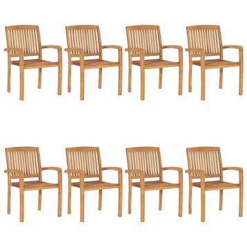 vidaXL Tuinstoelen stapelbaar 8 st massief teakhout, Verzenden, Nieuw