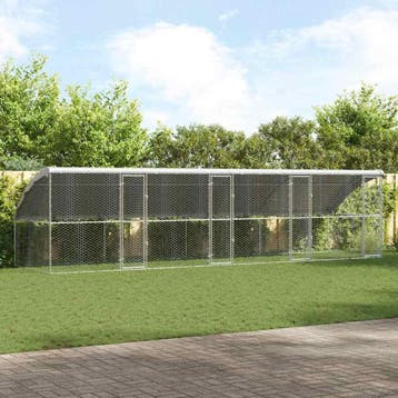 vidaXL Hondenhok 4 pcs Zilver 8 x 2 x 2 m Gegalvaniseerd, Verzenden, Nieuw
