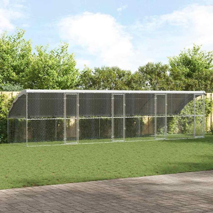 vidaXL Hondenhok 4 pcs Zilver 8 x 2 x 2 m Gegalvaniseerd, Dieren en Toebehoren, Hondenbenches, Nieuw, Verzenden