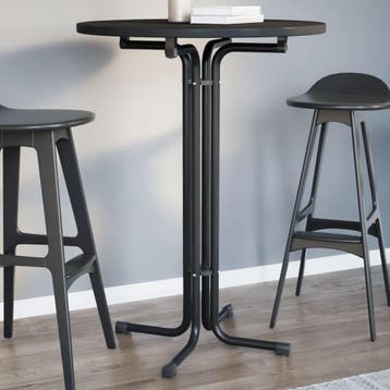 vidaXL Bartafel Ø 80x110 cm bewerkt hout en staal zwart, Verzenden