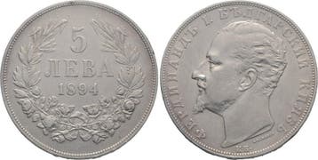 5 Leva 1894 Bulgarien Ferdinand I 1887-1908, Verzenden, België