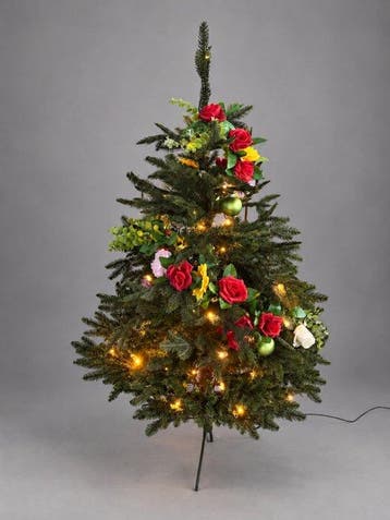 Decoratief ornament - Florale kunstkerstboom met verlichting