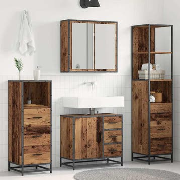 vidaXL Badkamermeubel Set 4 st Oud Hout Bewerkt hout, Verzenden, Nieuw