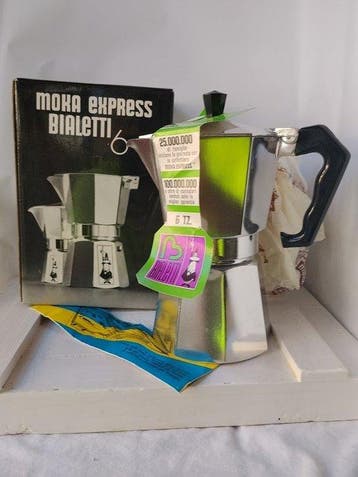 Moka Express Bialetti Vintage (Anni 70/80) — 6 Tazze — NOS, Antiek en Kunst